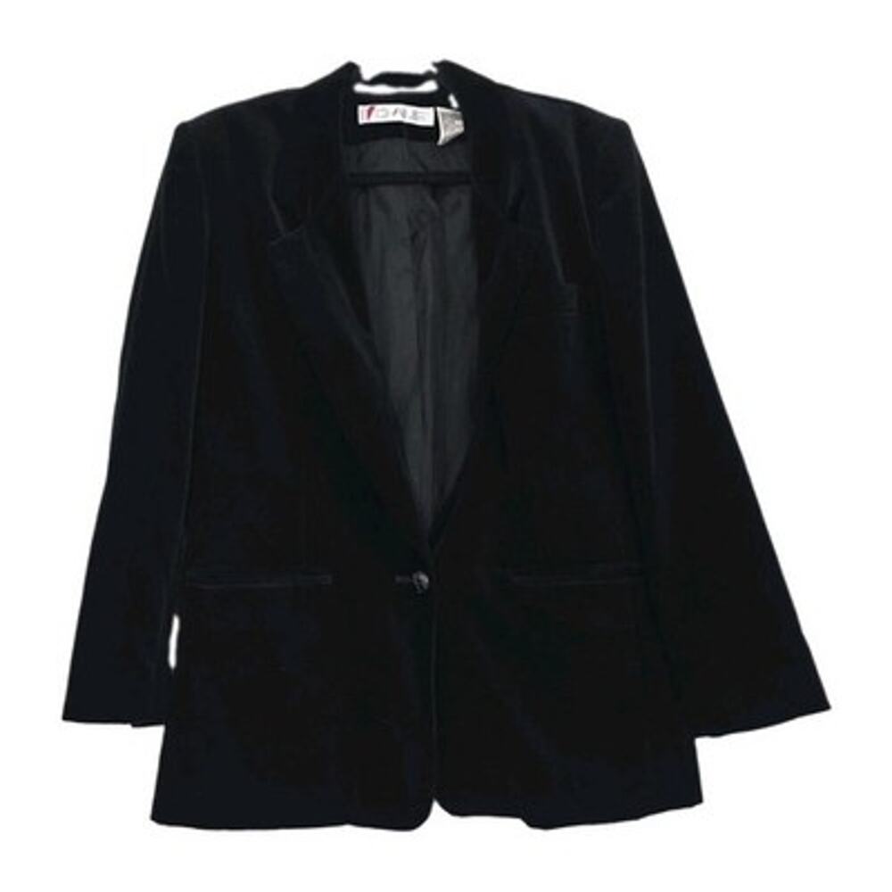 Vintage 90s Chaus Velvet Blazer Jacket Women 10 Black Whimsigoth Grunge Witchy